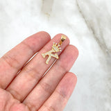 Dije Letra K Corona 1.8gr / 2.6cm / Circones Blancos Oro Amarillo