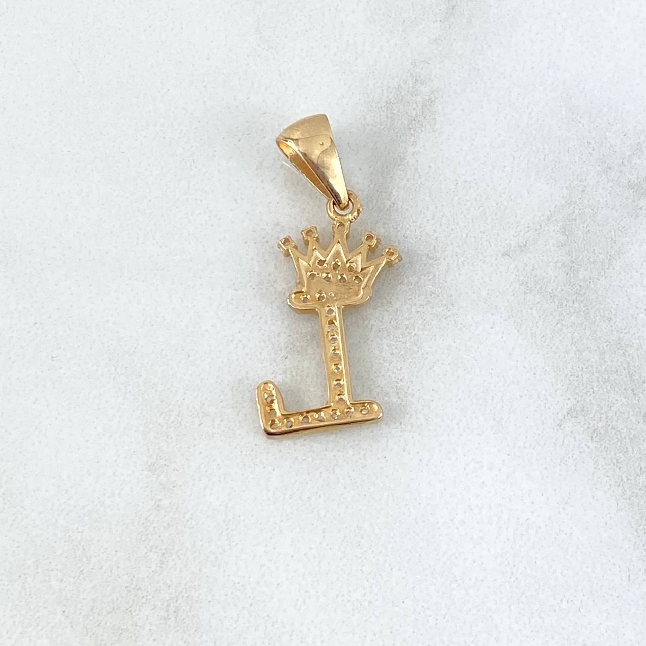 Dije Letra L Corona 1.45gr / 2.6cm / Circones Blancos Oro Amarillo