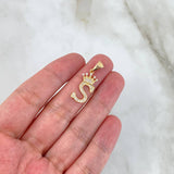 Dije Letra S Corona 1.55gr / 2.6cm / Circones Blancos Oro Amarillo