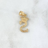 Dije Letra S Corona 1.55gr / 2.6cm / Circones Blancos Oro Amarillo