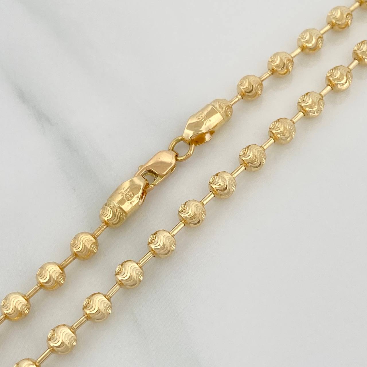 Cadena Militar Media Luna 15gr / 61cm / 4mm Oro Amarillo Nac.Esp. 18K $