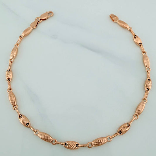 Pulso Rustico Capullo Boya 3.95gr / 20.5cm / 3.65mm Oro Rosa 18K