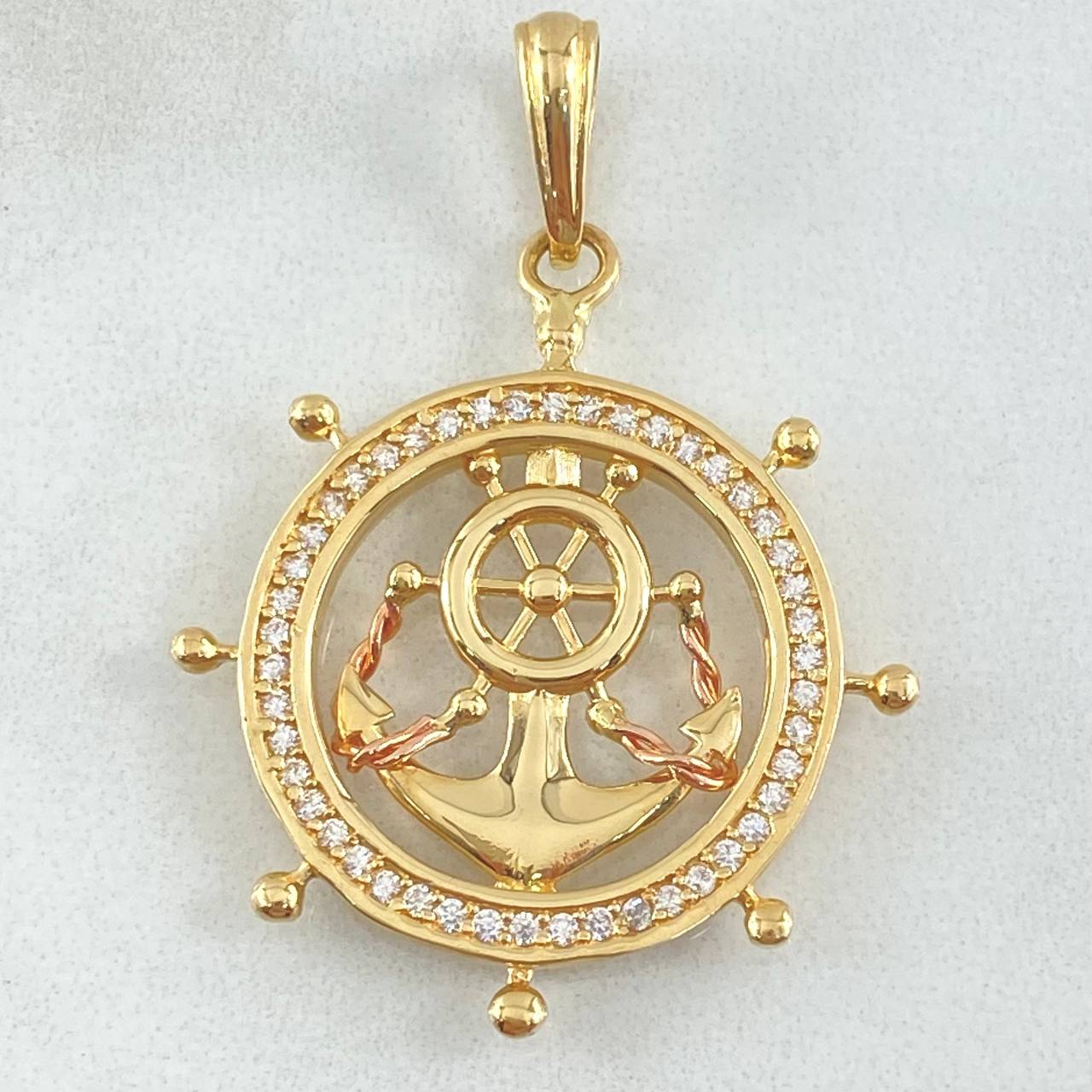 Dije Circulo Ancla Timon 6.35gr / 4cm / Oro 18K