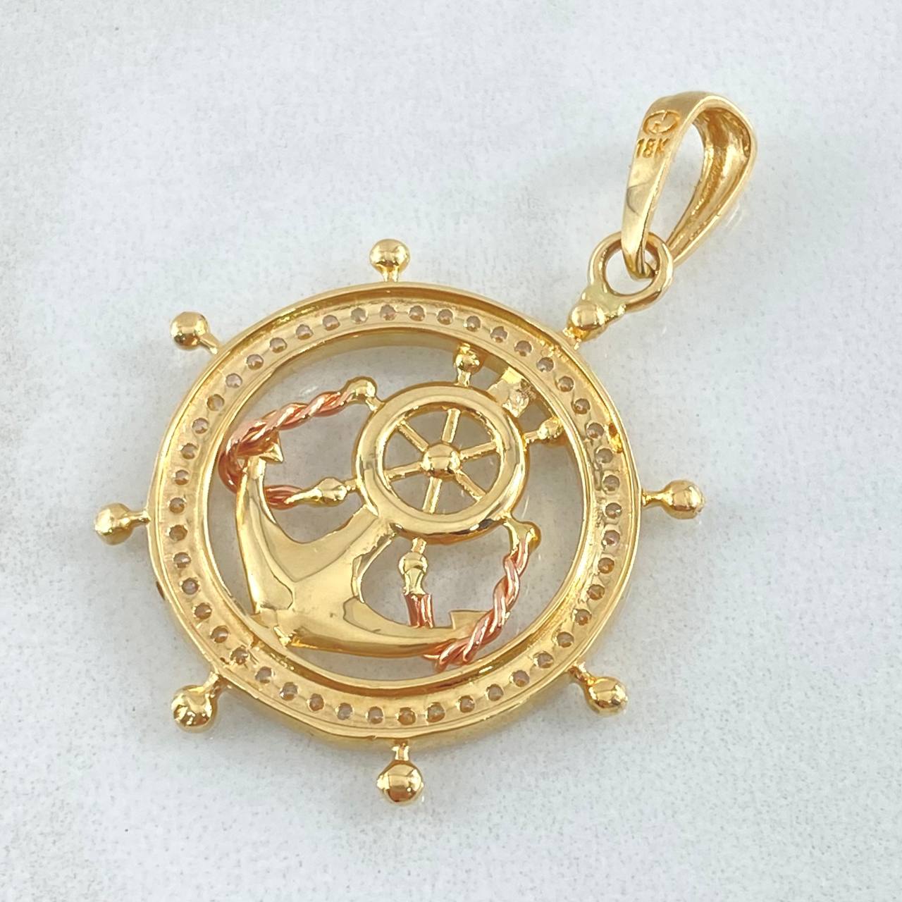 Dije Circulo Ancla Timon 6.35gr / 4cm / Oro 18K