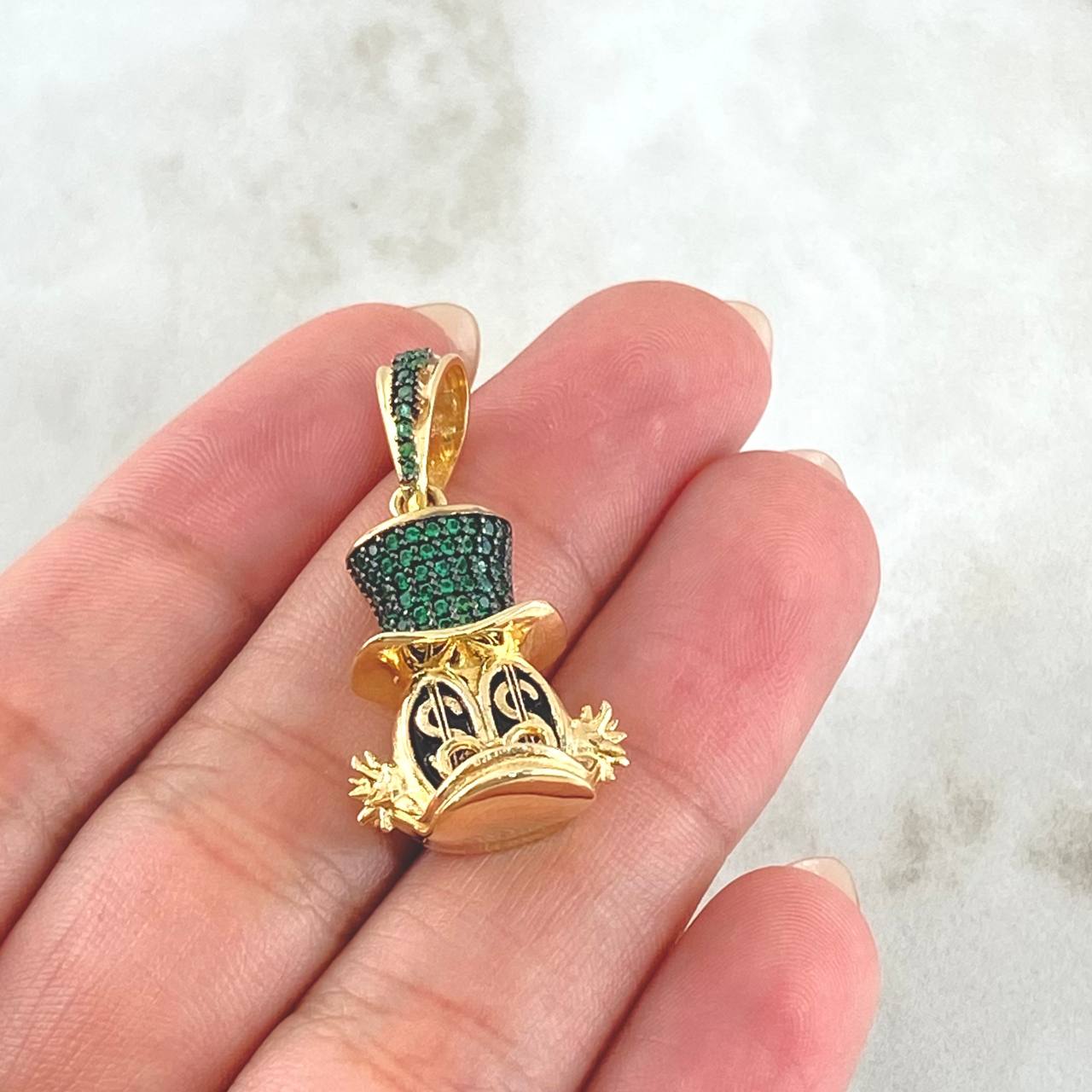 Dije Cara Pato Dinero 6.5gr / 3cm / Oro 18K *