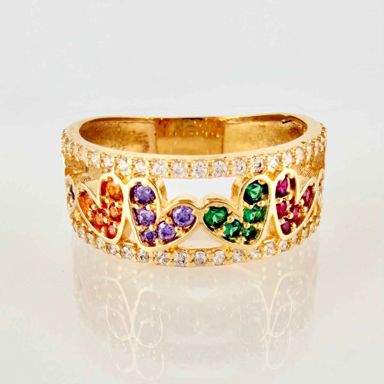 Anillo Corazones 4gr / T6 1/4 / Oro Amarillo 18K *
