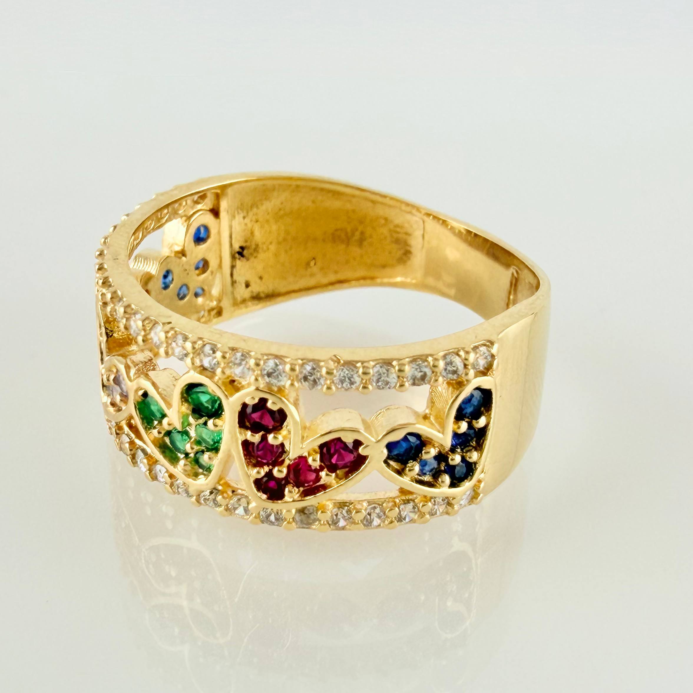 Anillo Corazones 4.1gr / T7 / Oro Amarillo 18K