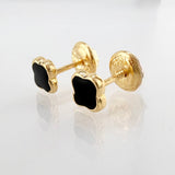 Topos Trebol Negro 0.7gr / 6mm Oro Amarillo 18K
