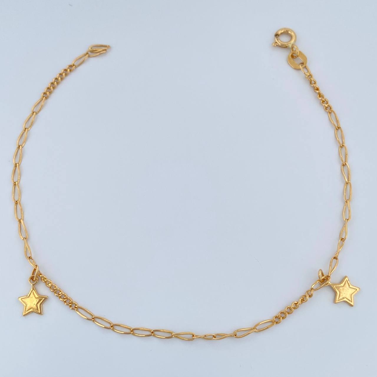 Pulso Espiga Estrellas 1.95gr / 19cm / 1.7mm Oro Amarillo +3 18K %
