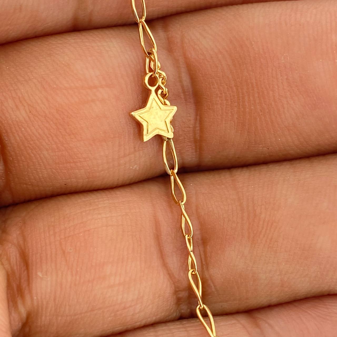 Pulso Espiga Estrellas 1.95gr / 19cm / 1.7mm Oro Amarillo +3 18K %