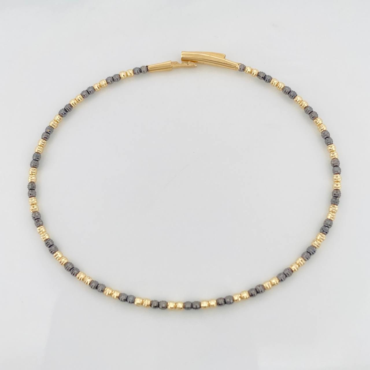 Pulso Aro Diamantado 2.85 g / 17 cm / 1.65 mm Dos Oros Negro Amarillo 18K