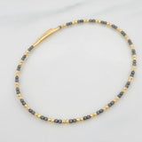Pulso Aro Diamantado 2.85 g / 17 cm / 1.65 mm Dos Oros Negro Amarillo 18K