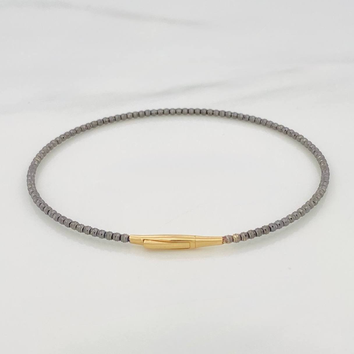 Pulso Aro Diamantado 2.75 g / 18 cm / 1.7 mm Dos Oros Negro Amarillo 18K