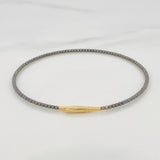 Pulso Aro Diamantado 2.75 g / 17 cm / 1.7 mm Dos Oros Negro Amarillo 18K