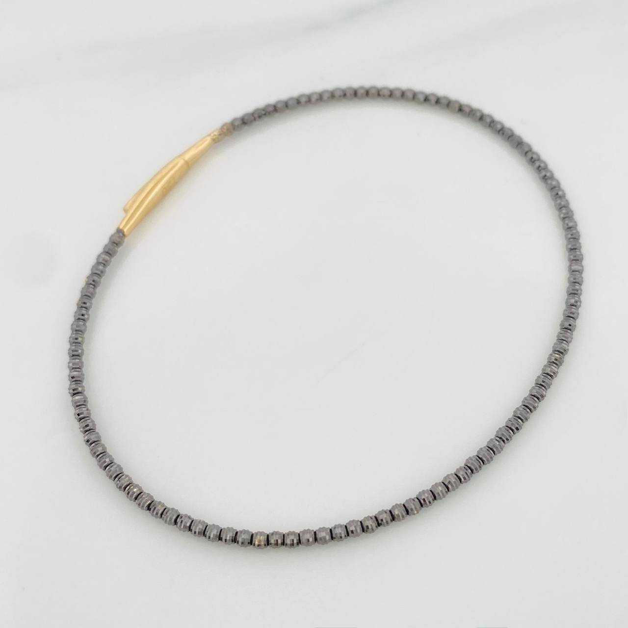 Pulso Aro Diamantado 2.75 g / 18 cm / 1.7 mm Dos Oros Negro Amarillo 18K