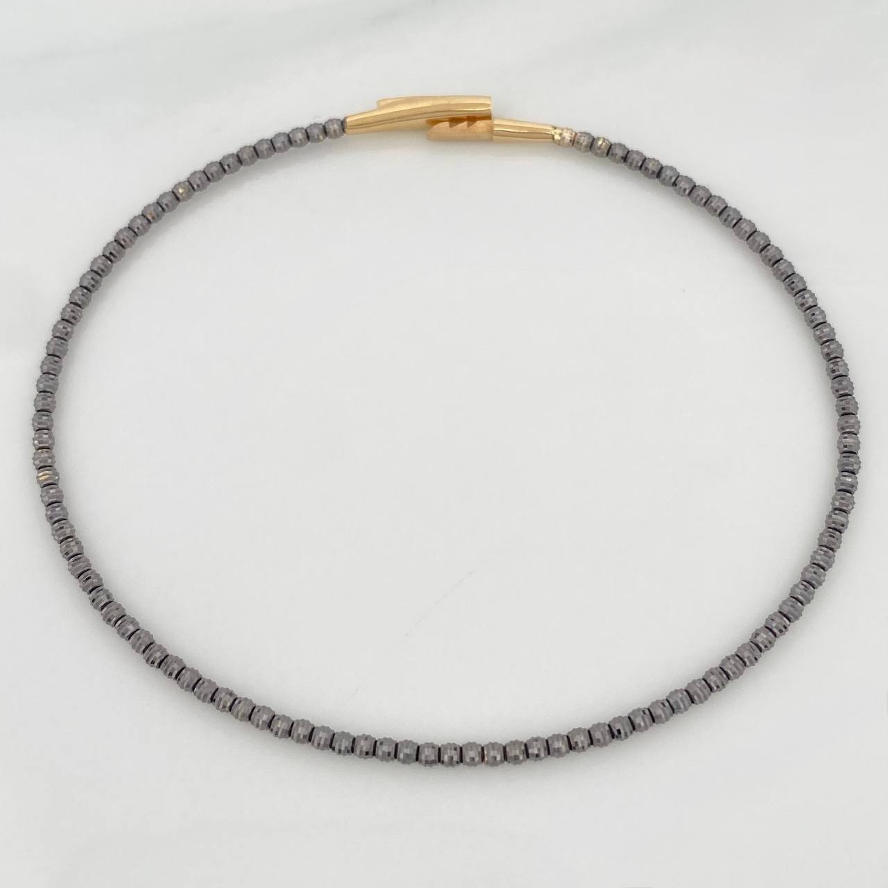 Pulso Aro Diamantado 2.75 g / 17 cm / 1.7 mm Dos Oros Negro Amarillo 18K