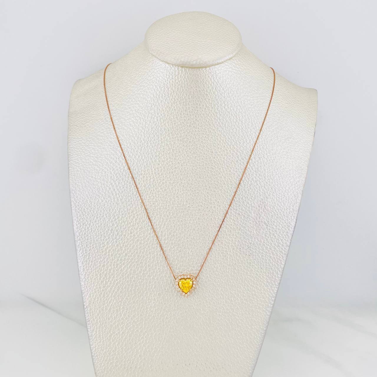 Cadena Veneciana Corazon Moisanita 1.68 qts 2.15g / 45cm / 0.6mm Oro Rosa 18K