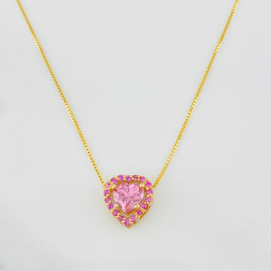Cadena Veneciana Corazon Moisanita 1.18 qts 2.9g / 45cm / 0.7mm Oro Amarillo 18K
