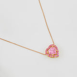 Cadena Veneciana Corazon Moisanita 1.18 qts 2.2g / 45cm / 0.7mm Dos Oros Amarillo Rosa 18K