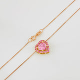 Cadena Veneciana Corazon Moisanita 1.18 qts 2.2g / 45cm / 0.7mm Dos Oros Amarillo Rosa 18K