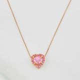 Cadena Veneciana Corazon Moisanita 1.18 qts 2.2g / 45cm / 0.7mm Dos Oros Amarillo Rosa 18K
