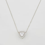 Cadena Veneciana Corazon Moisanita 1.18 qts 2.25g / 45cm / 0.7mm Oro Blanco 18K