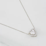 Cadena Veneciana Corazon Moisanita 1.18 qts 2.25g / 45cm / 0.7mm Oro Blanco 18K