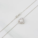 Cadena Veneciana Corazon Moisanita 1.18 qts 2.25g / 45cm / 0.7mm Oro Blanco 18K