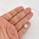 Cadena Veneciana Corazon Moisanita 1.18 qts 2.25g / 45cm / 0.7mm Oro Blanco 18K