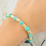 Pulsera Negra Esmeraldas Cilindro Lunas Rayadas 1.75gr / Oro Amarillo 18K *