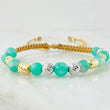 Pulsera Café Esmeraldas Rayas Lunares Segmentados 1.75gr / Dos Oros Amarillo Blanco 18K *