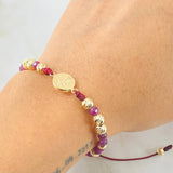 Pulsera Vinotinto Rubies San Benito 3.1gr / Oro Amarillo 18K *