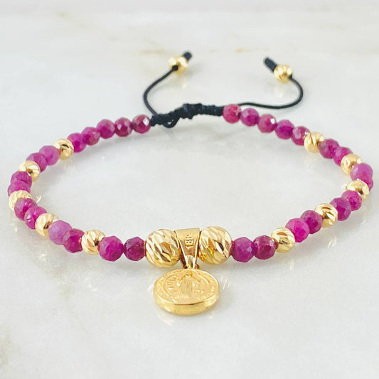 Pulsera Negra Rubies San Benito 2.35gr / Oro Amarillo 18K *