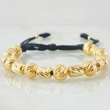 Pulsera Negra Cilindros Rayados 4.1gr / Oro Amarillo 18K *