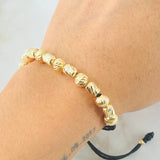 Pulsera Negra Cilindros Rayados 4.1gr / Oro Amarillo 18K *