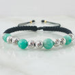 Pulsera Negra Esmeraldas Tripe Bipunto 1.95gr / Dos Oros Amarillo Blanco 18K *