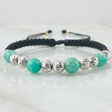 Pulsera Negra Esmeraldas Tripe Bipunto 1.95gr / Dos Oros Amarillo Blanco 18K *