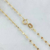 Set Cadena Flor Espejo 0.9gr / 45cm + Dije Oreja Ratón 0.5gr / 1.4gr / Circones Azules Oro 18K (Oferta)