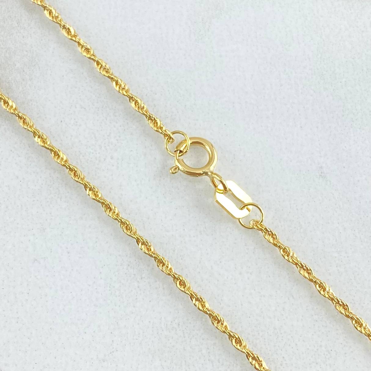 Set Cadena Lazo 0.9gr / 45cm + Dije Oreja Ratón 0.55gr / 1.45gr / Circones Azules  Oro 18K (Oferta) -