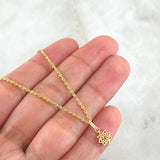 Set Cadena Lazo 1gr / 50cm + Dije Flor Mandala 0.55gr / 1.55gr / Circon Naranja Oro 18K (Oferta) -
