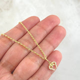 Set Cadena Lazo 0.9gr / 45cm + Dije Oreja Ratón 0.55gr / 1.45gr / Circones Blancos Oro 18K (Oferta) -