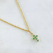 Set Cadena Lazo 1gr / 50cm + Dije Crúz Tupida 0.4gr / 1.4gr / Circones Verdes Oro 18K (Oferta) -