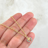 Set Cadena Lazo 0.9gr / 45cm + Dije Oreja Ratón 0.55gr / 1.45gr / Circones Azules  Oro 18K (Oferta) -