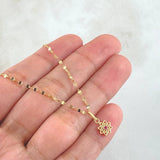 Set Cadena Flor Espejo 1gr / 50cm + Dije Flor Mandala 0.55gr / 1.55gr / Circon Fucsia Oro 18K (Oferta) -