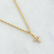Set Cadena Lazo 1gr / 50cm + Dije Crúz Tupida 0.4gr / 1.4gr / Circones Blancos  Oro 18K (Oferta) ©