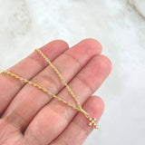 Set Cadena Lazo 1gr / 50cm + Dije Crúz Tupida 0.4gr / 1.4gr / Circones Blancos  Oro 18K (Oferta) ©
