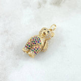 Dije Oso Articulado 6gr / 2.8cm / Circones Colores Oro Amarillo 18K ©