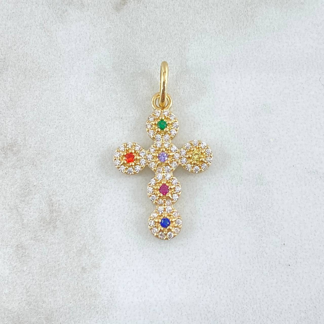 Dije Cruz Tupida 2.1gr / 2.8cm / Circones Colores Oro Amarillo 18K ©