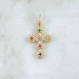 Dije Cruz Tupida 2.1gr / 2.8cm / Circones Colores Oro Amarillo 18K ©
