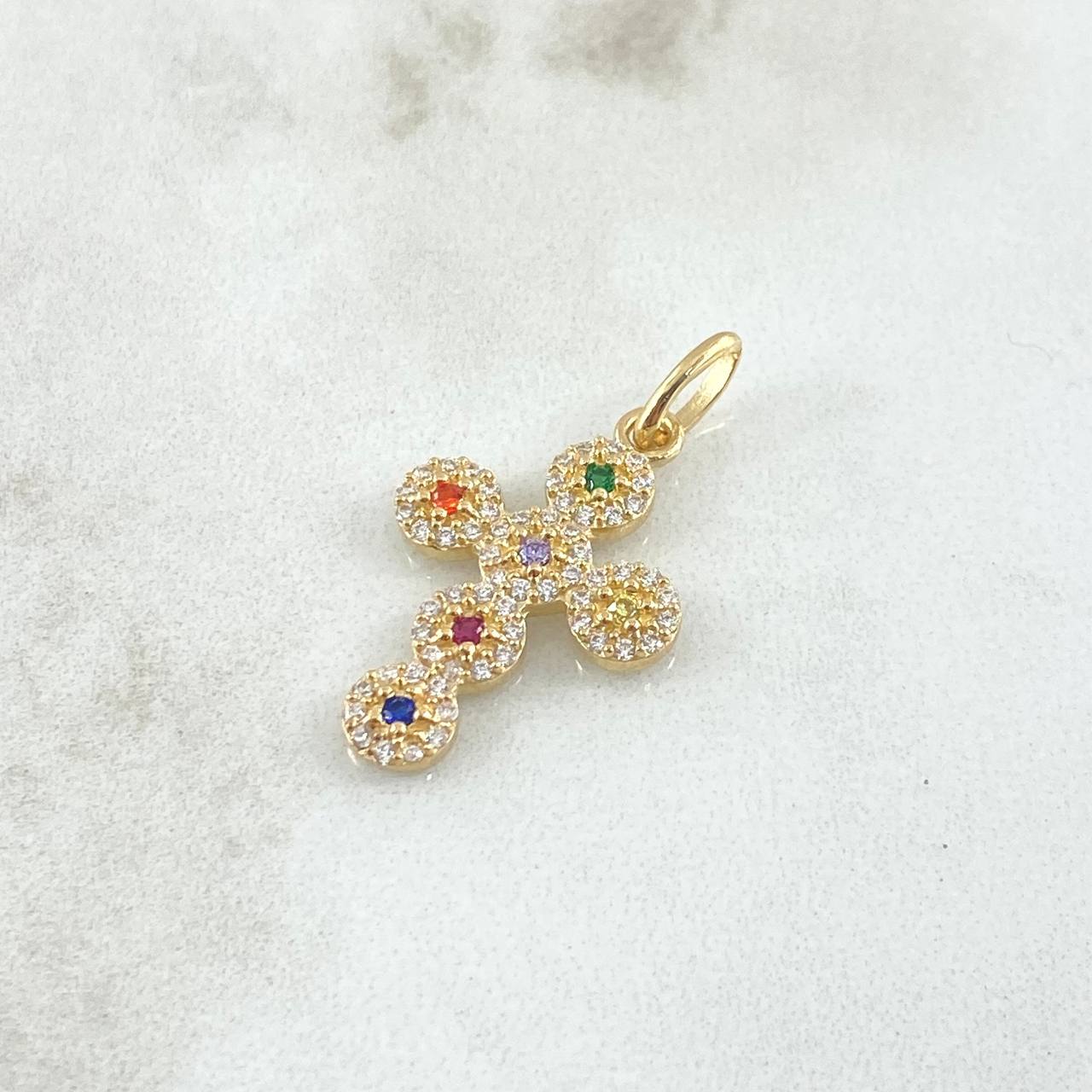 Dije Cruz Tupida 2.1gr / 2.8cm / Circones Colores Oro Amarillo 18K ©